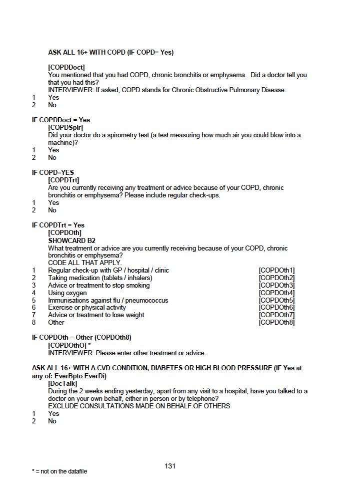 Household questionnaire, individual and biological module questionnaires