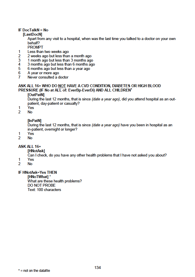 Household questionnaire, individual and biological module questionnaires