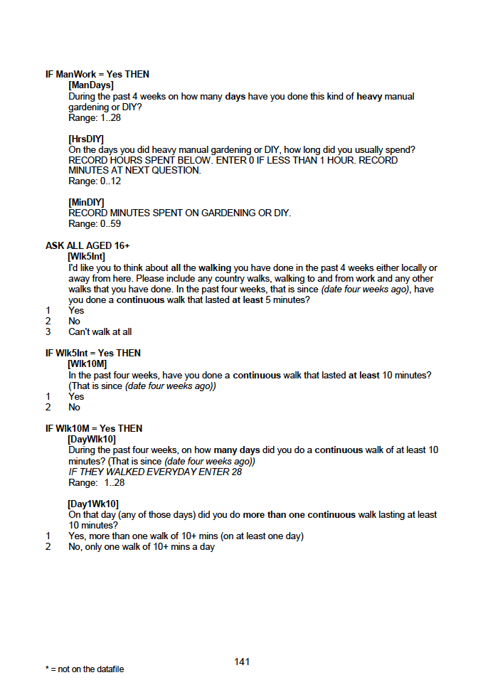 Household questionnaire, individual and biological module questionnaires