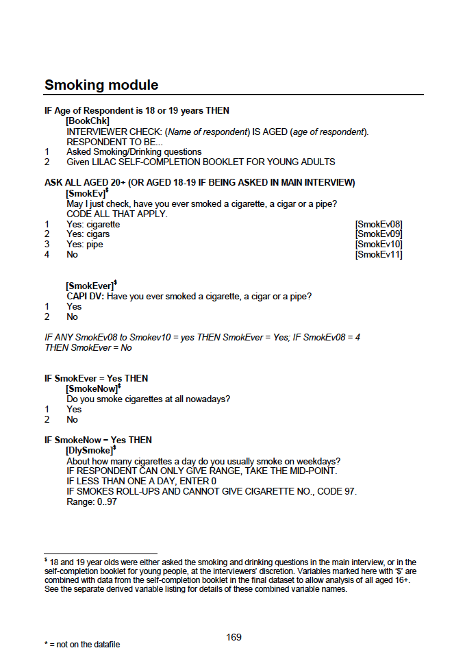 Household questionnaire, individual and biological module questionnaires