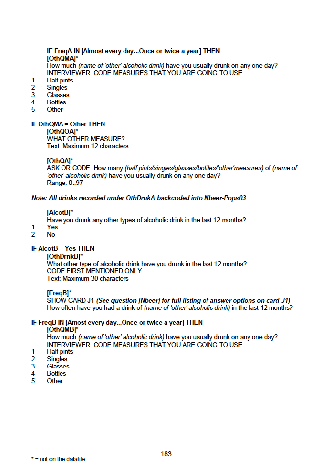 Household questionnaire, individual and biological module questionnaires