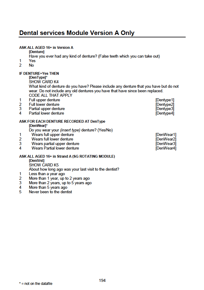 Household questionnaire, individual and biological module questionnaires
