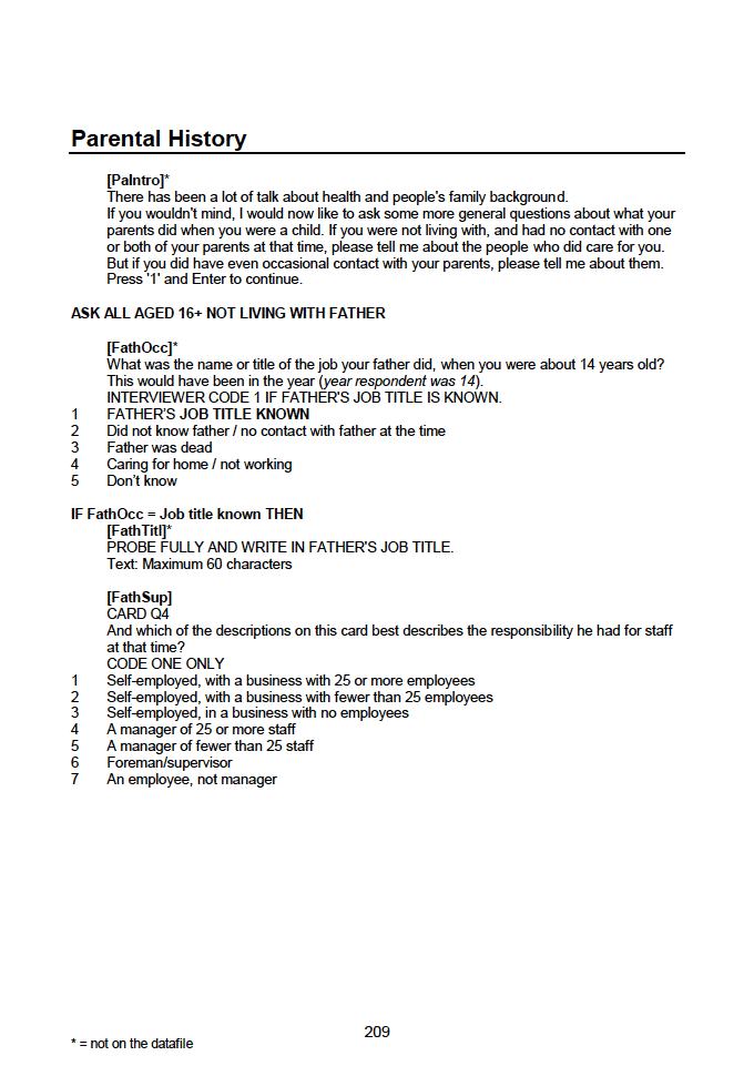 Household questionnaire, individual and biological module questionnaires
