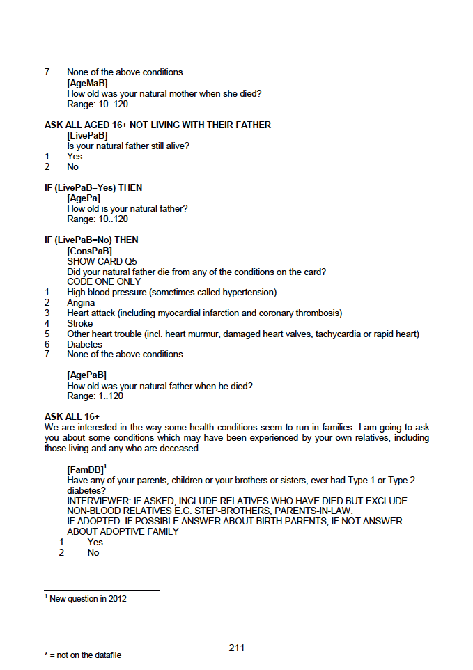 Household questionnaire, individual and biological module questionnaires