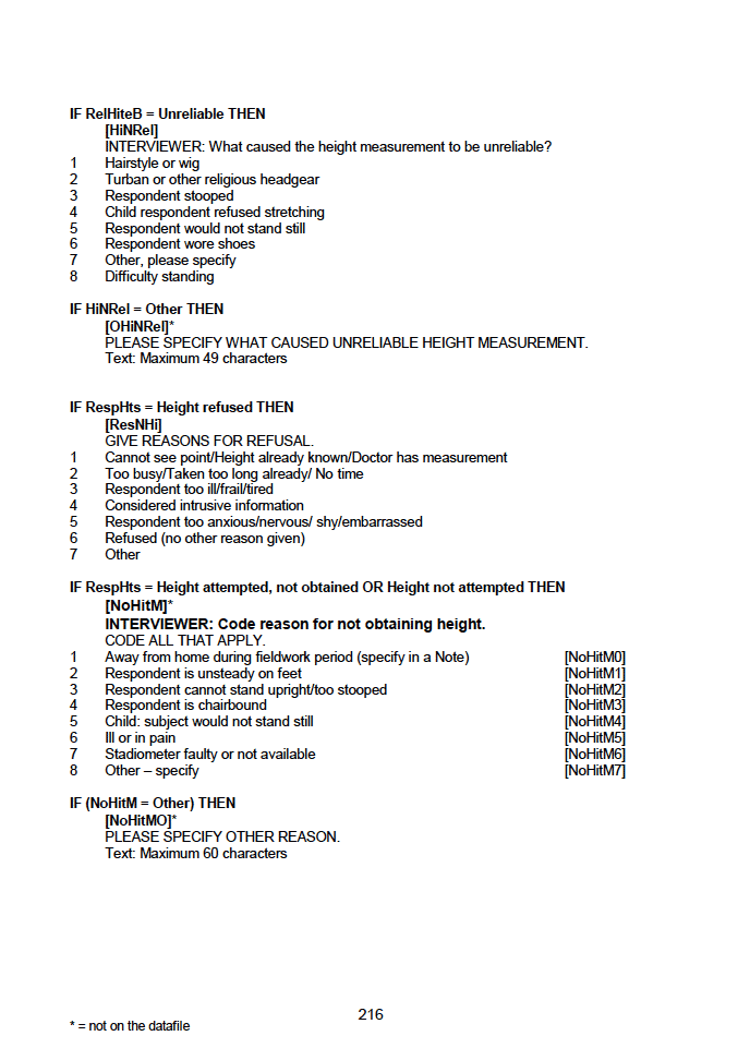 Household questionnaire, individual and biological module questionnaires