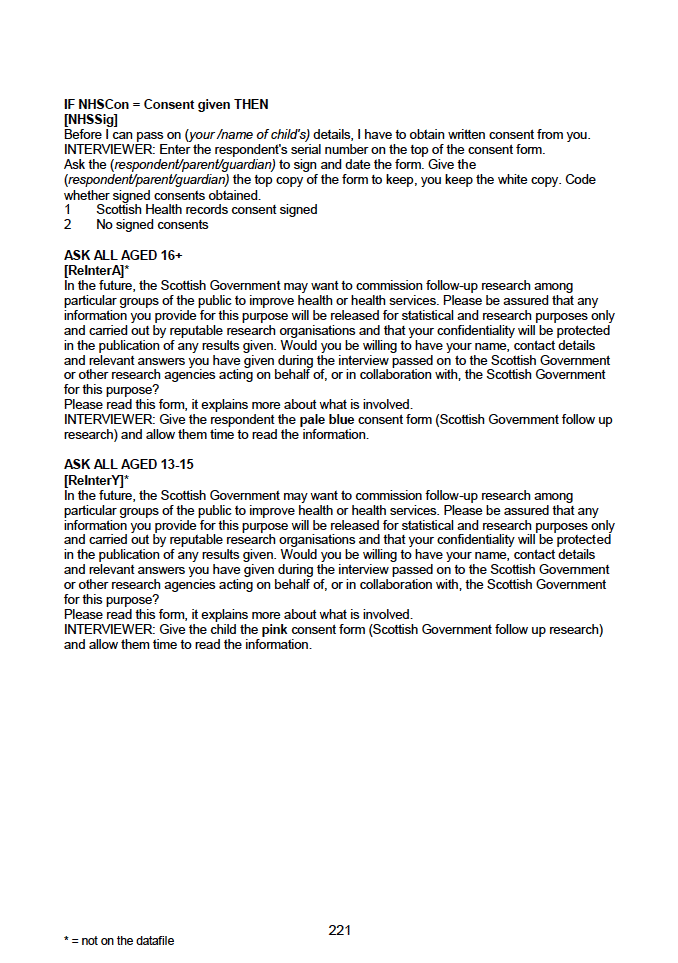 Household questionnaire, individual and biological module questionnaires