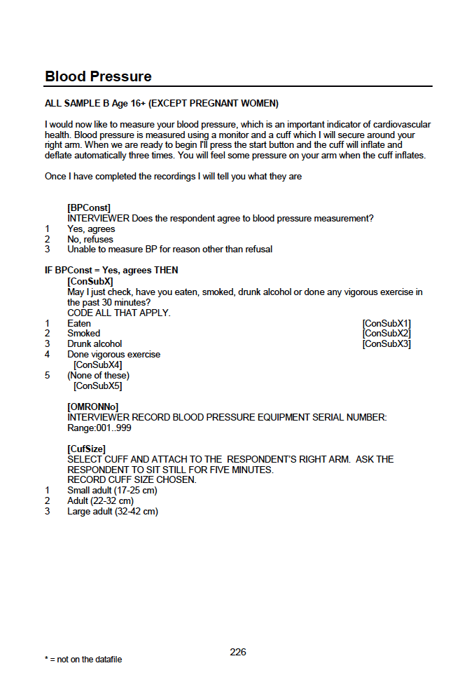Household questionnaire, individual and biological module questionnaires