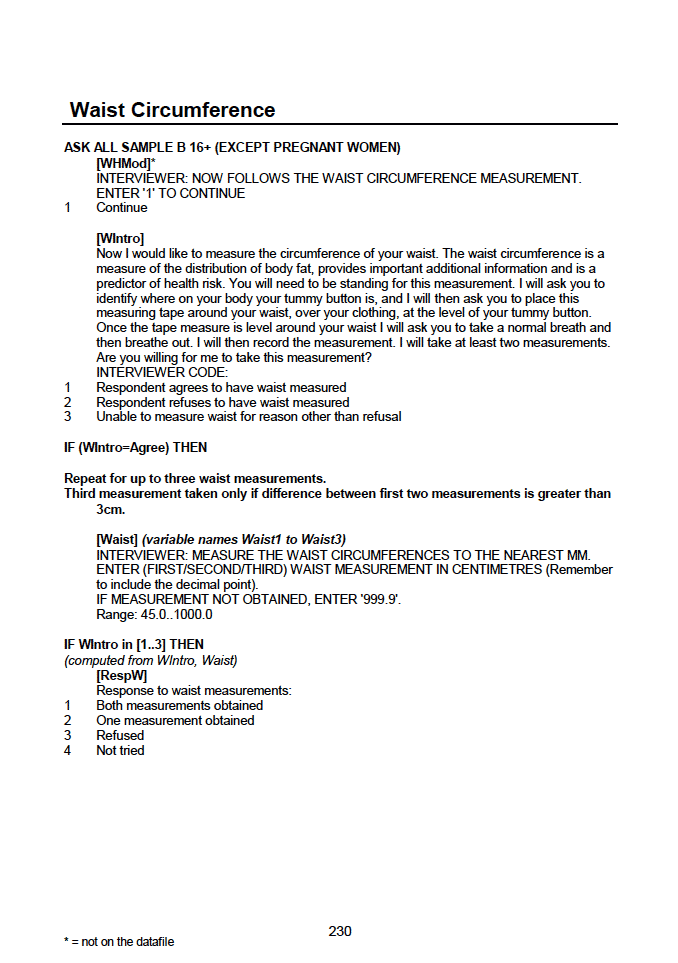 Household questionnaire, individual and biological module questionnaires