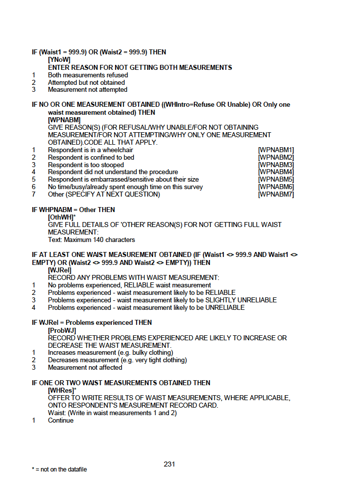Household questionnaire, individual and biological module questionnaires