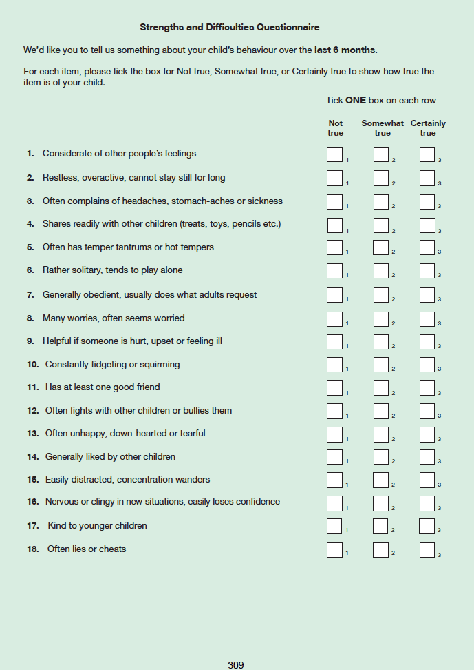 Self-completion booklet for parents of 4-12 year olds