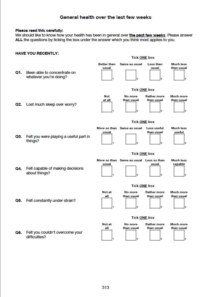 Self-completion booklet for 13-15 year olds