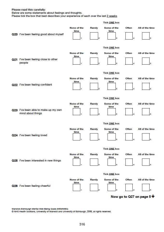 Self-completion booklet for 13-15 year olds