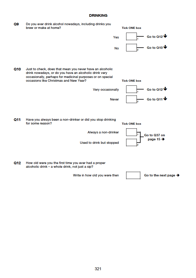 Self-completion booklet for young adults