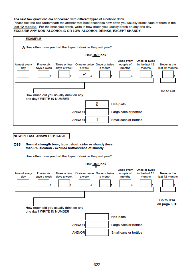 Self-completion booklet for young adults