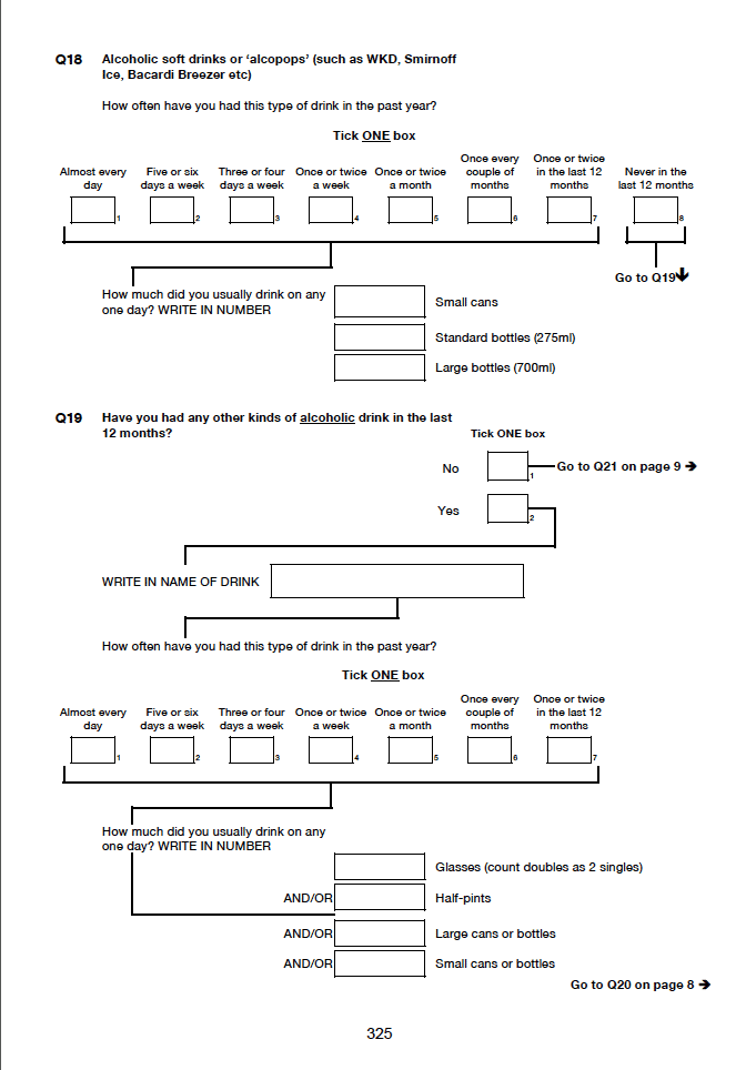 Self-completion booklet for young adults