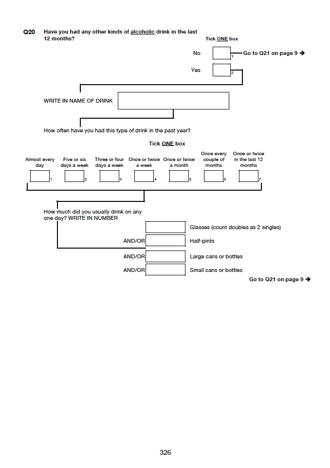Self-completion booklet for young adults