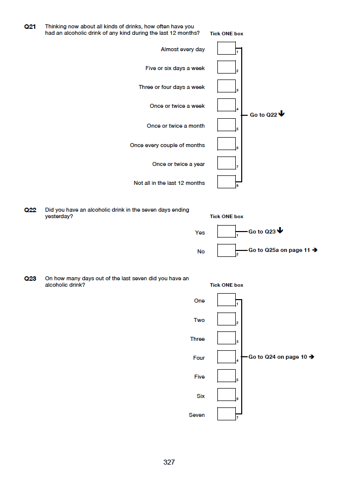 Self-completion booklet for young adults