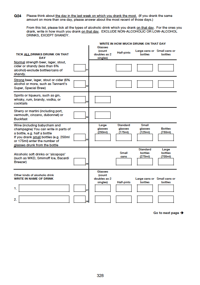 Self-completion booklet for young adults