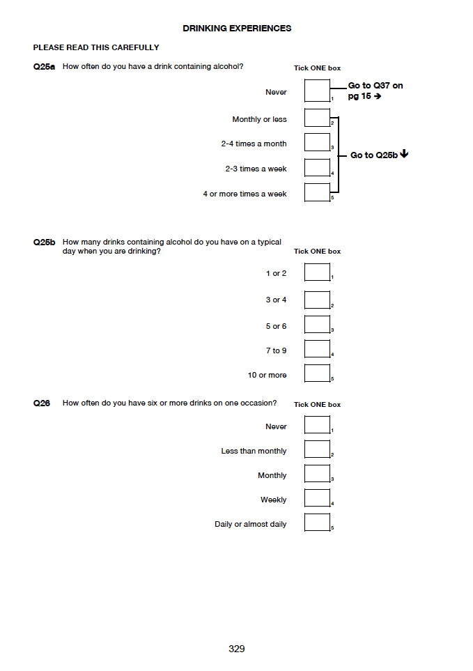 Self-completion booklet for young adults
