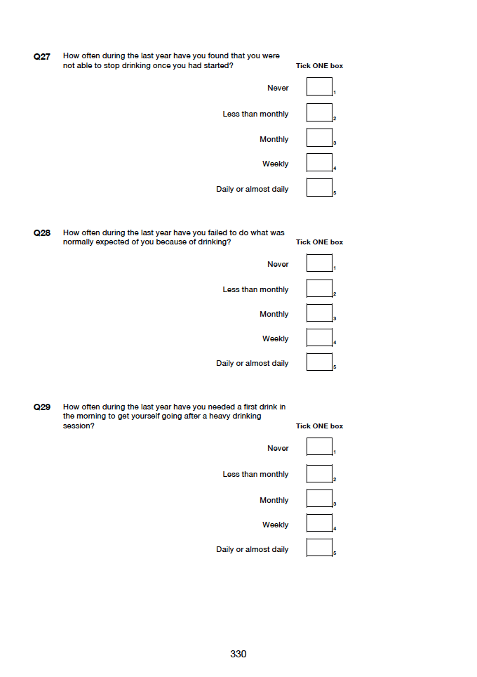 Self-completion booklet for young adults
