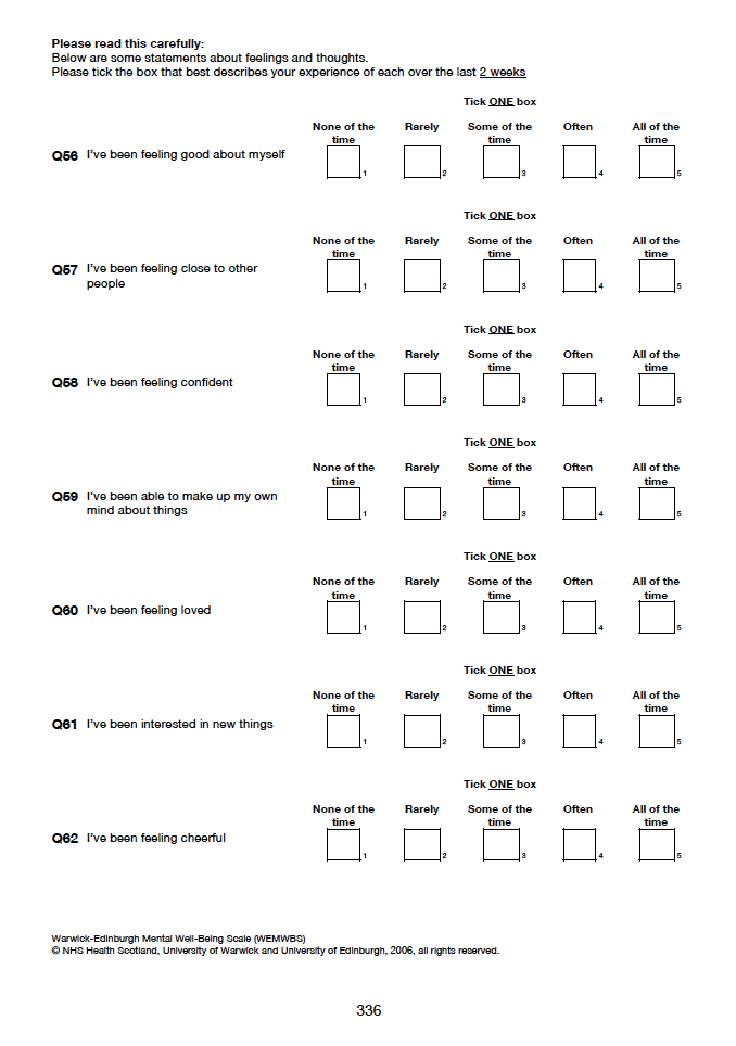 Self-completion booklet for young adults