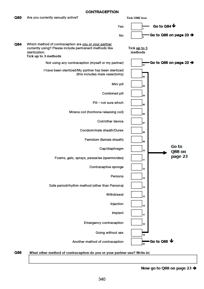 Self-completion booklet for young adults