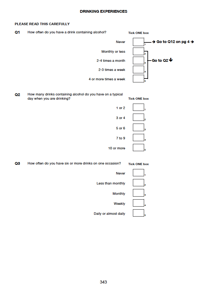 Self-completion booklet for adults