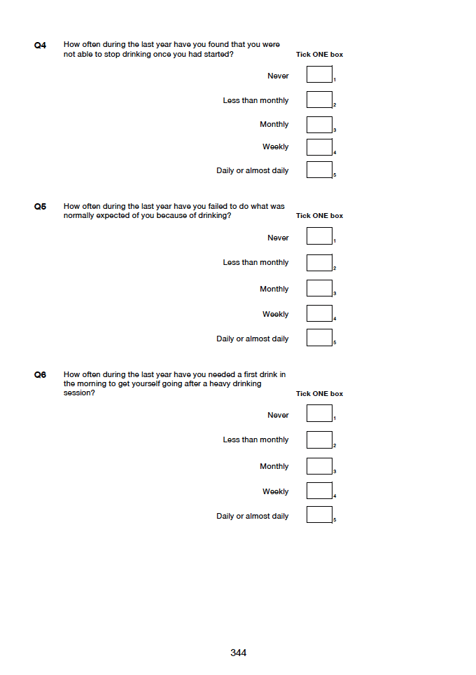 Self-completion booklet for adults