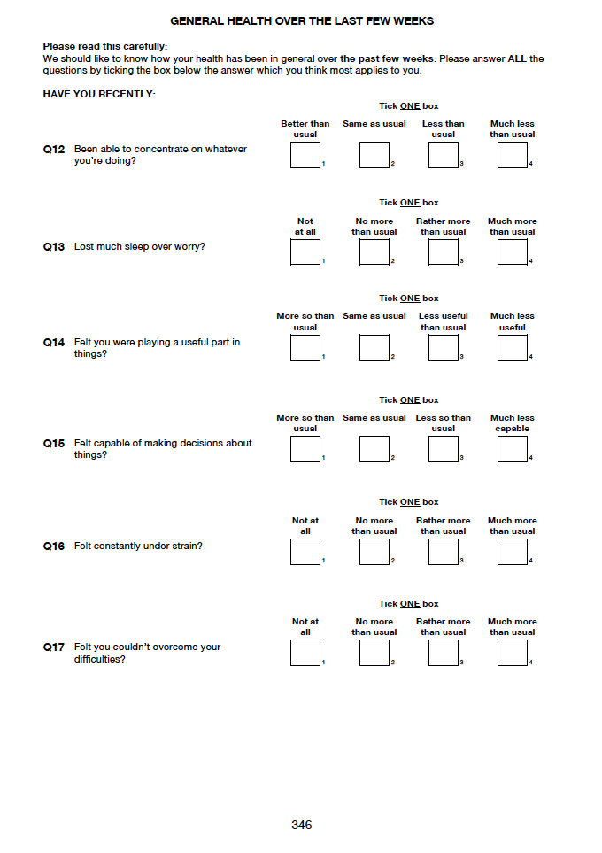 Self-completion booklet for adults