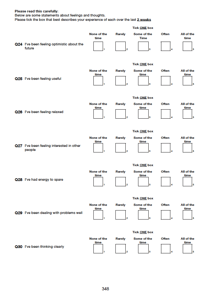 Self-completion booklet for adults