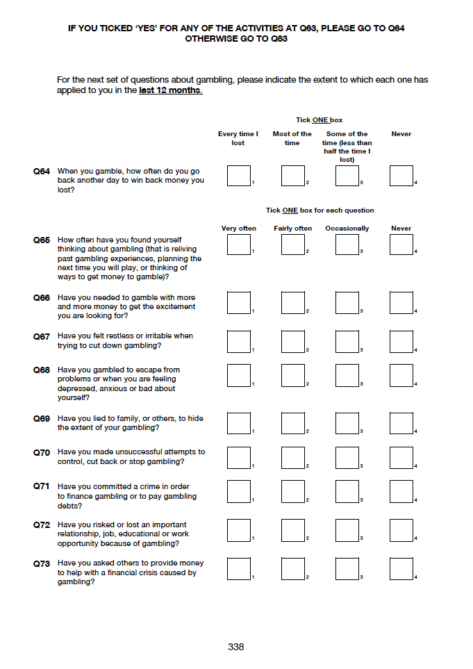Self-completion booklet for young adults