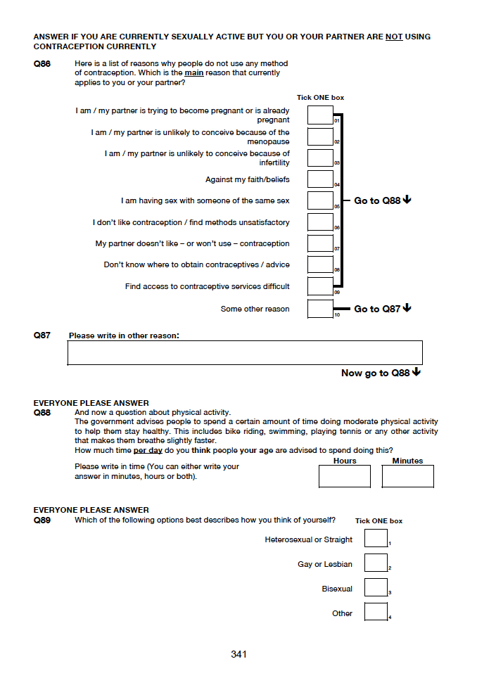 Self-completion booklet for young adults