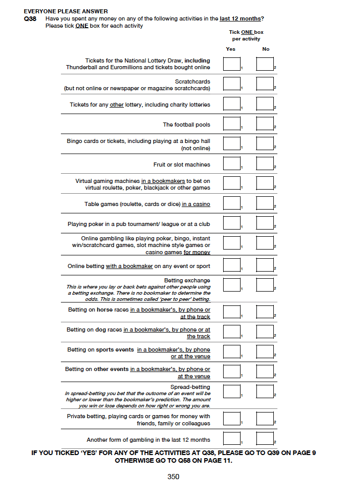 Self-completion booklet for adults