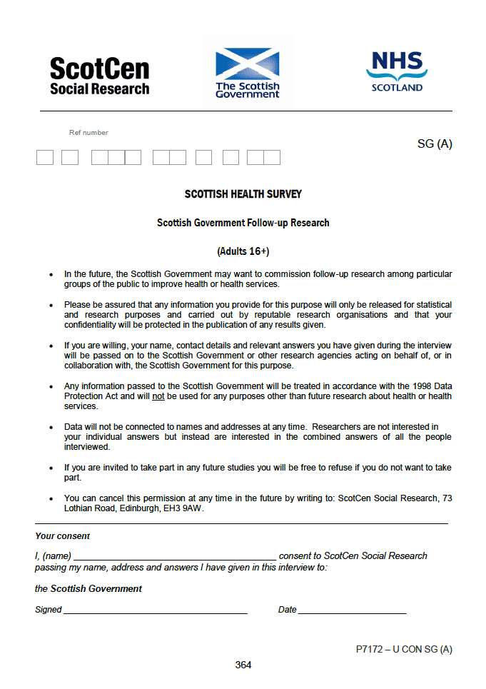 SG Follow-up consent forms for adults and children