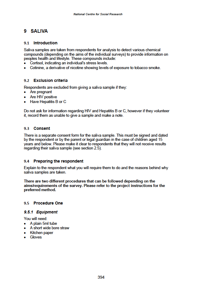 Physical measures and biological sample collection protocols