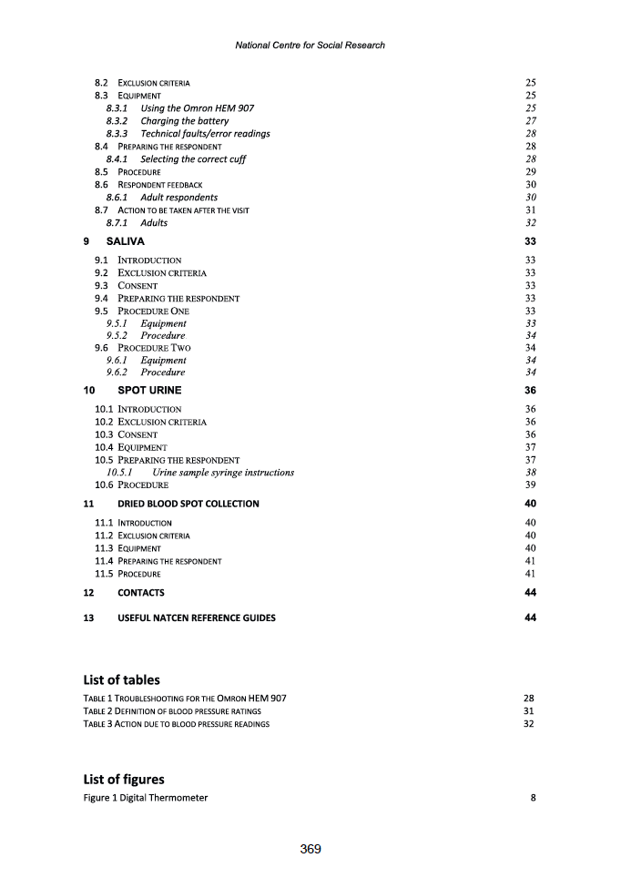 Physical measures and biological sample collection protocols