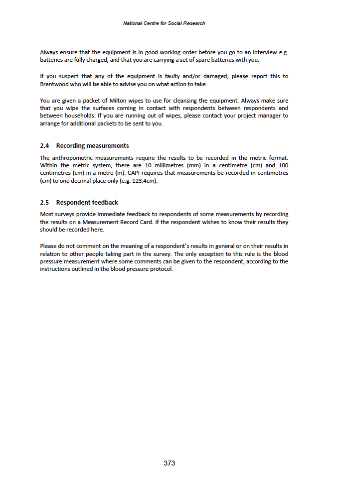 Physical measures and biological sample collection protocols
