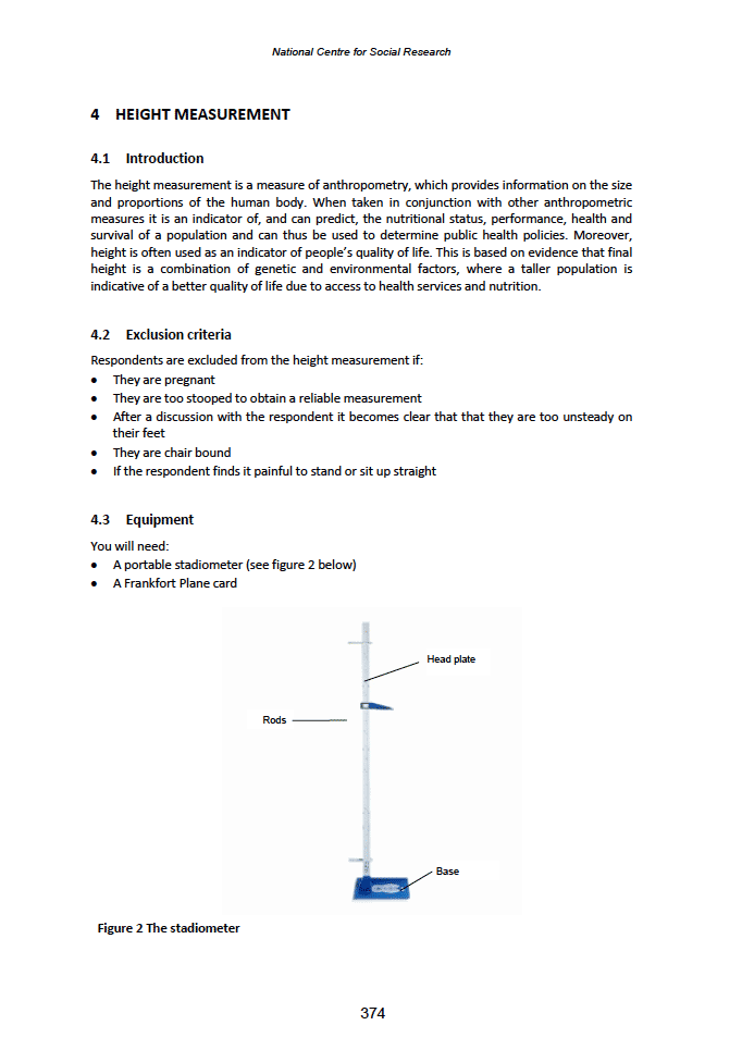 Physical measures and biological sample collection protocols