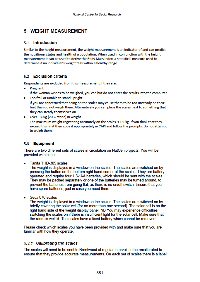 Physical measures and biological sample collection protocols