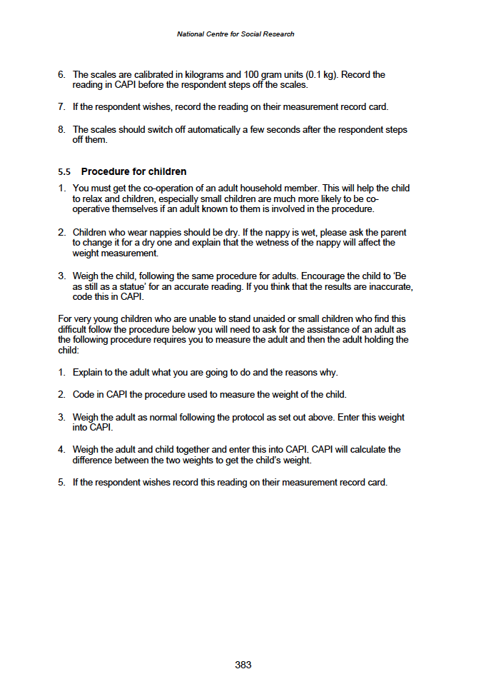 Physical measures and biological sample collection protocols