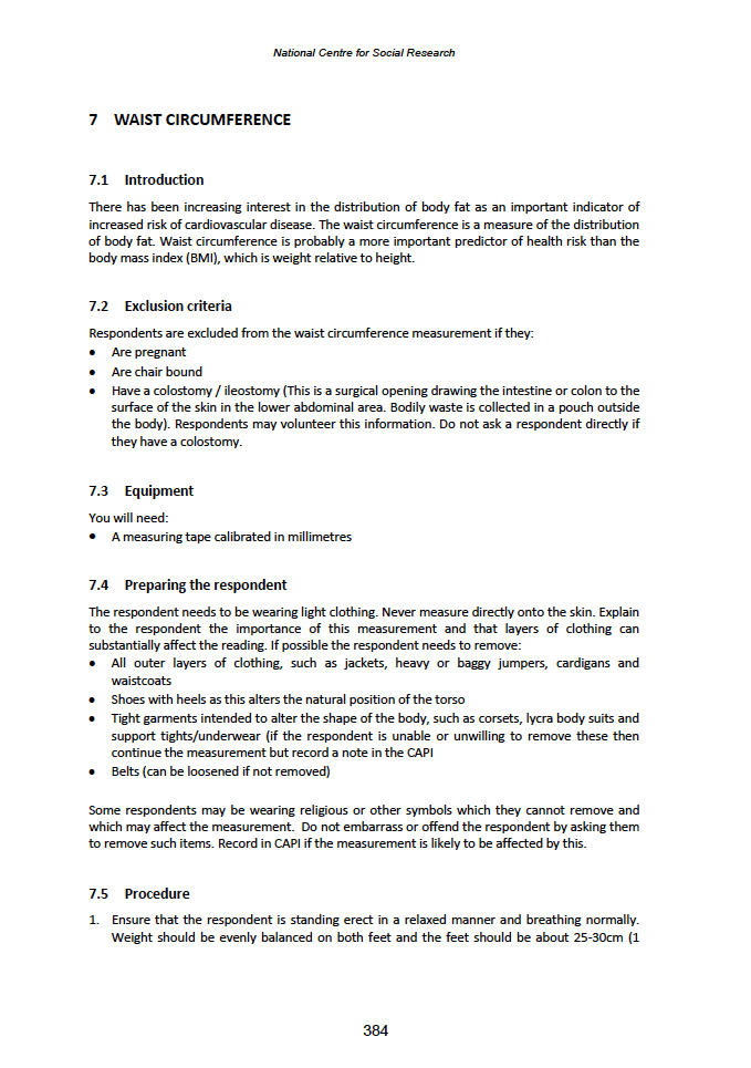 Physical measures and biological sample collection protocols