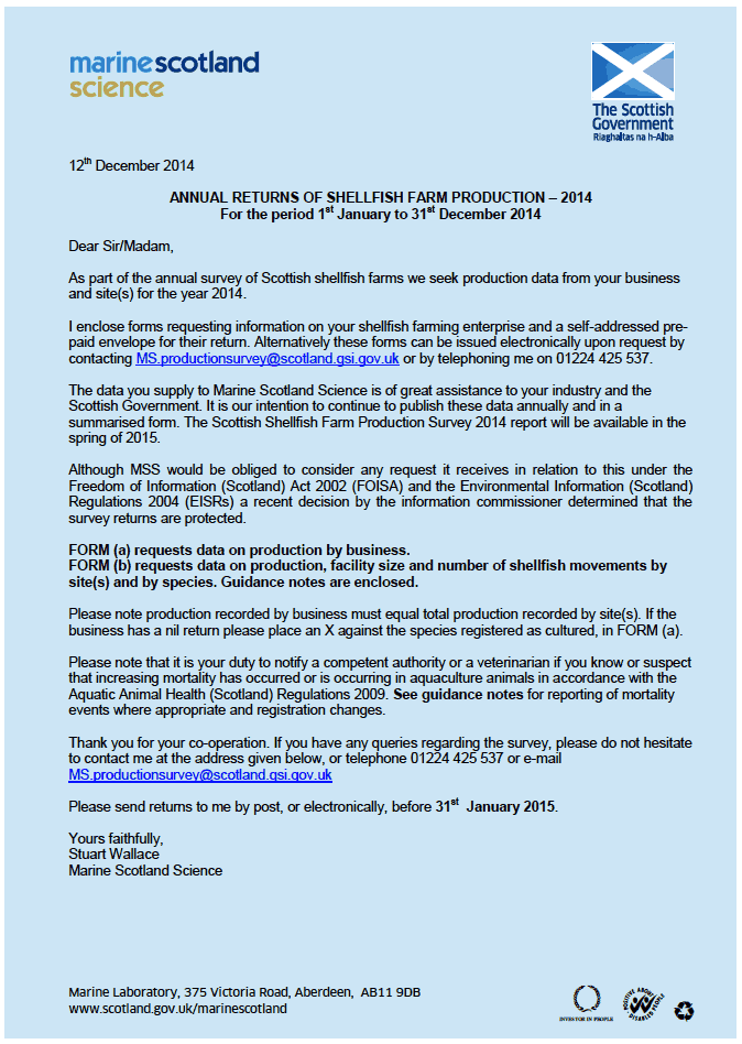 Covering letter and guidance notes Covering letter and guidance notes