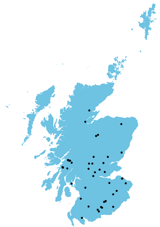 Figure 1: The distribution of active rainbow trout sites in 2014