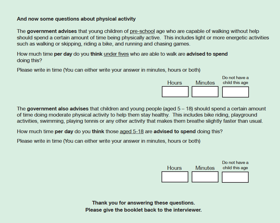 Scottish Health Survey 2014 Booklet for parents of 4-12 year olds