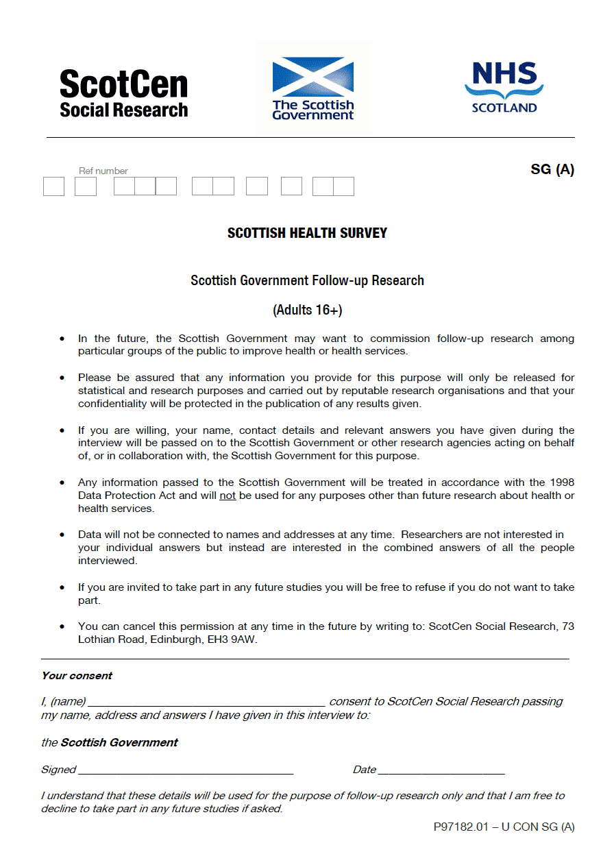 Scottish Government Follow-up Research (Adults 16+)