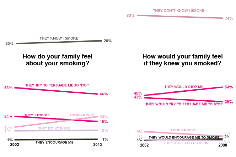 Figure 3.2 – Occasional smokers: family awareness and attitudes