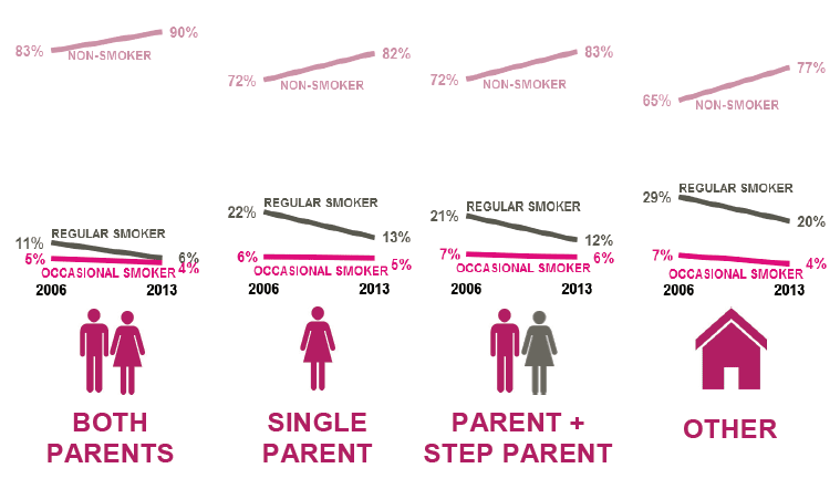 Figure 4.3 – Family structure: smoking status in each group