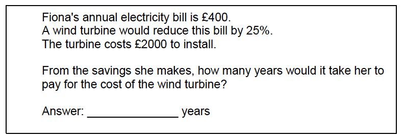 Figure 2: Example of a Third Level (S2) question from a written numeracy booklet.