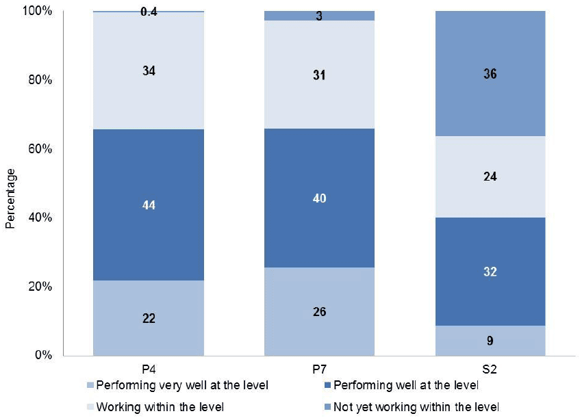 Chart 2.1: Performance in numeracy, by stage and reporting category