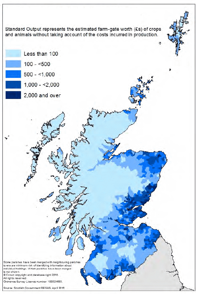 Map 6 Average Standard Output, per hectare, by parish Map 6 Average Standard Output, per hectare, by parish